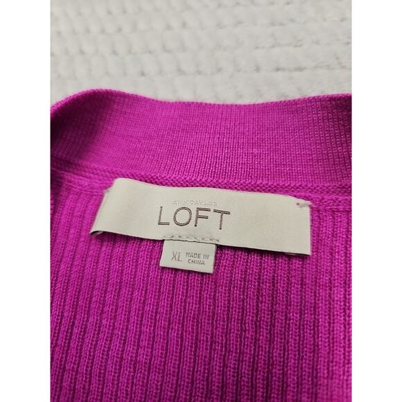 Loft Sweater Womens XL Wool Blend Cardigan Purple Pink Vneck - Picture 4 of 7